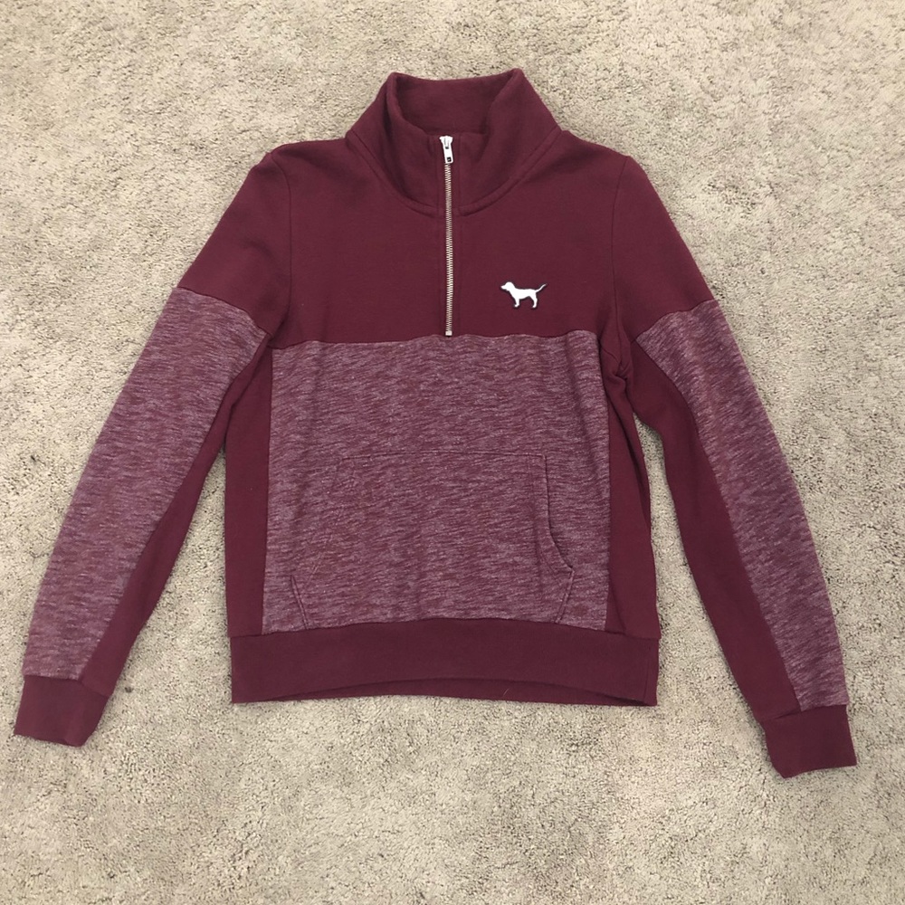 VS PINK Burgundy Quarter Zip Jacket